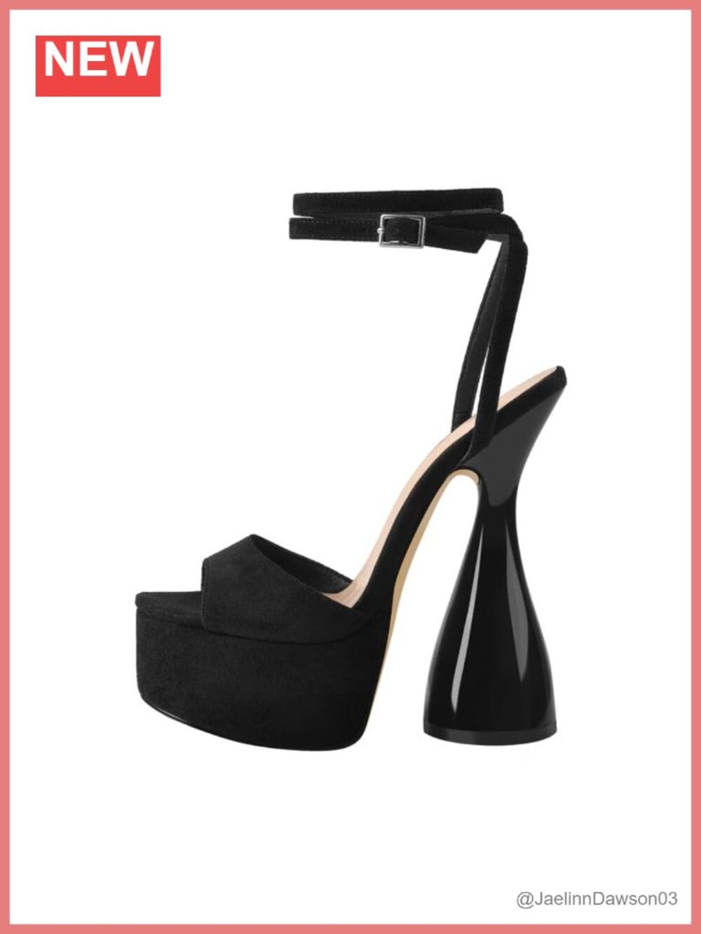 Women's Faux Suede Platform Heeled Sandals with Ankle Strap